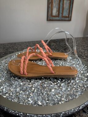 Universal Thread Coral Braided Strap Flat Sandals 6